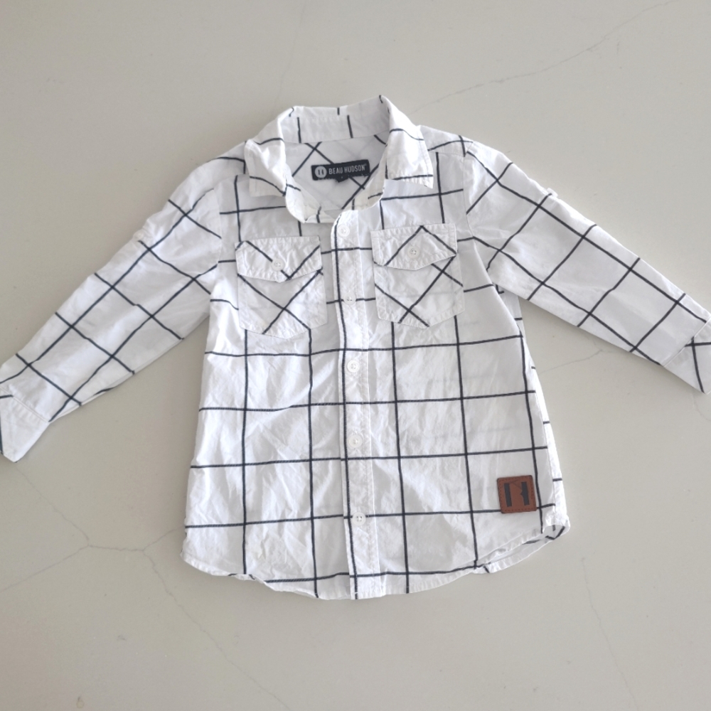 Beau Hudson size 2 white grid button up